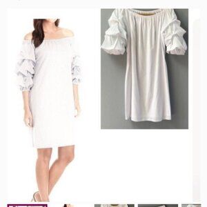White cotton dress, off the shoulder dress Size PM